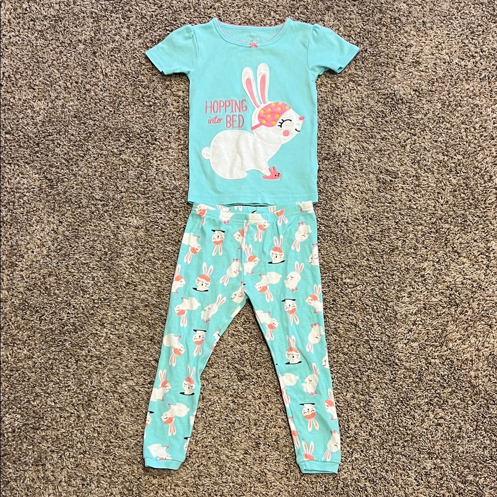 Simple Aqua Bunny Pajama Set